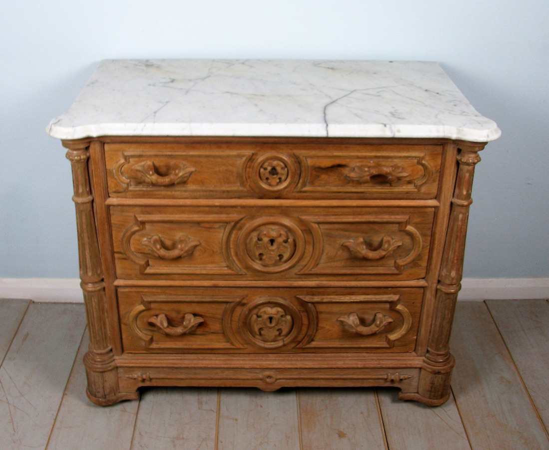 Carved Chest of Drawers with Marble Top